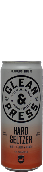Brewdog Clean & Press Hard Seltzer - white peach & mango - blik